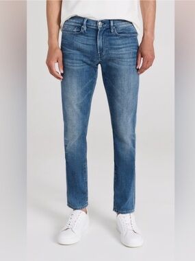 Frame Denim Men's L’Home Slim Straight Jeans in Mid Blue Wash